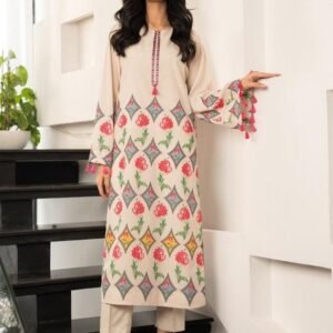 Printed Cream Floral Long 2PCs Set